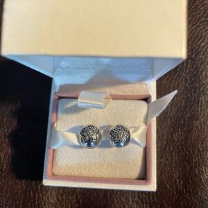 NIB Pandora Sterling Silver Pave Star Clasps ( 2 ). Pandora Box Included.